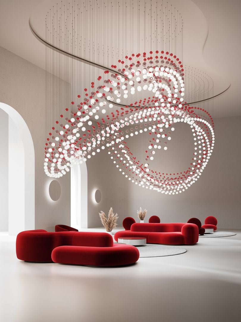 Pearl Curtain Crystal LED Chandelier – Modern Designer Hanging Light