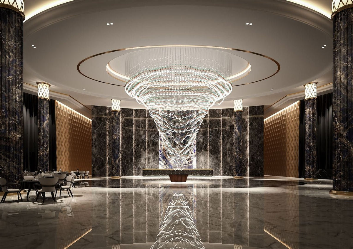 Pearl Curtain Crystal LED Chandelier – Modern Designer Hanging Light