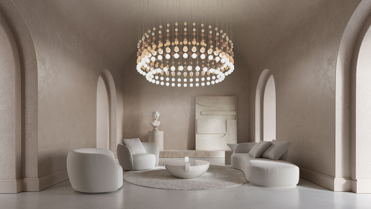 Pearl Curtain Crystal LED Chandelier – Modern Designer Hanging Light