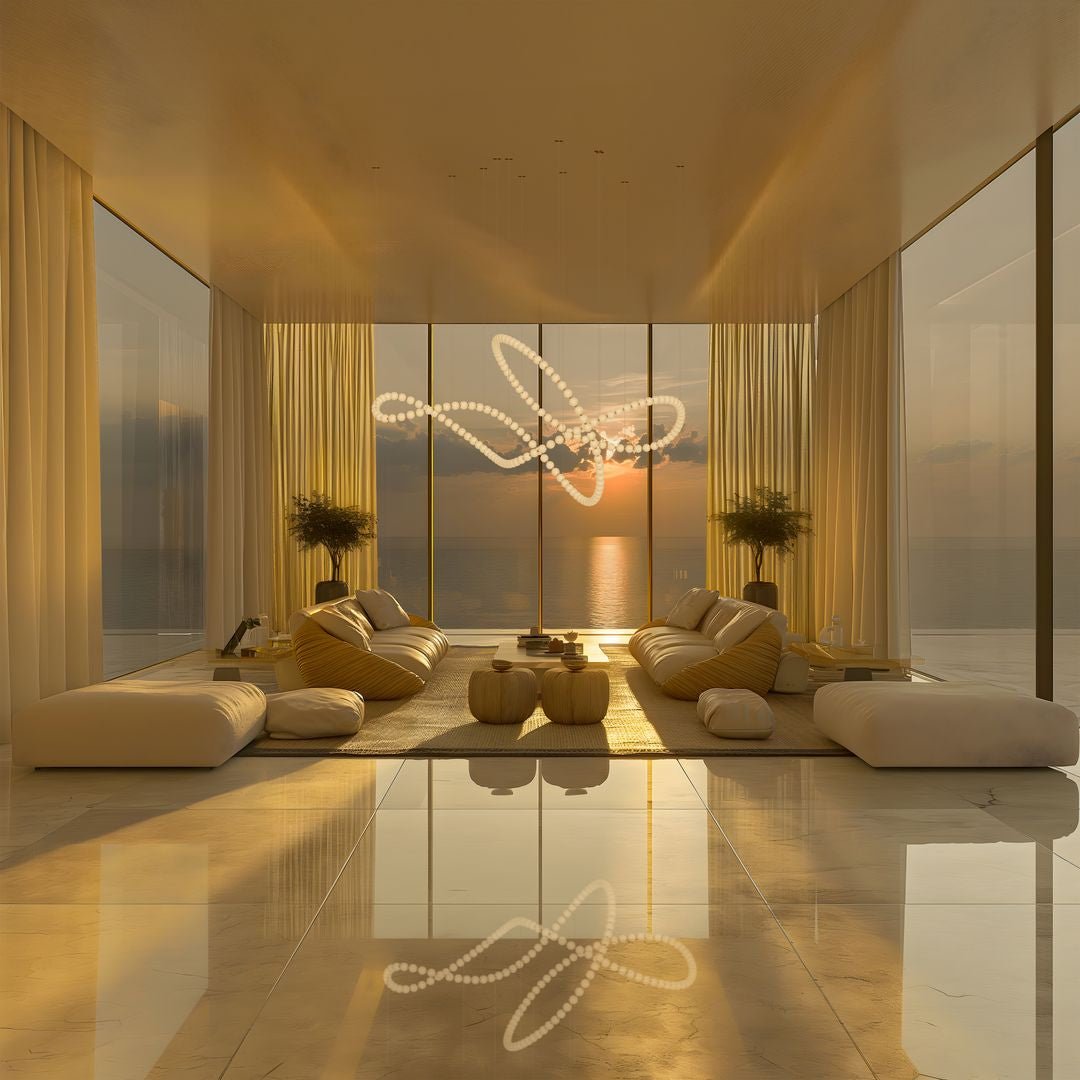 Pearl Drop Modern Glass Chandelier for Dining Room and Living Room