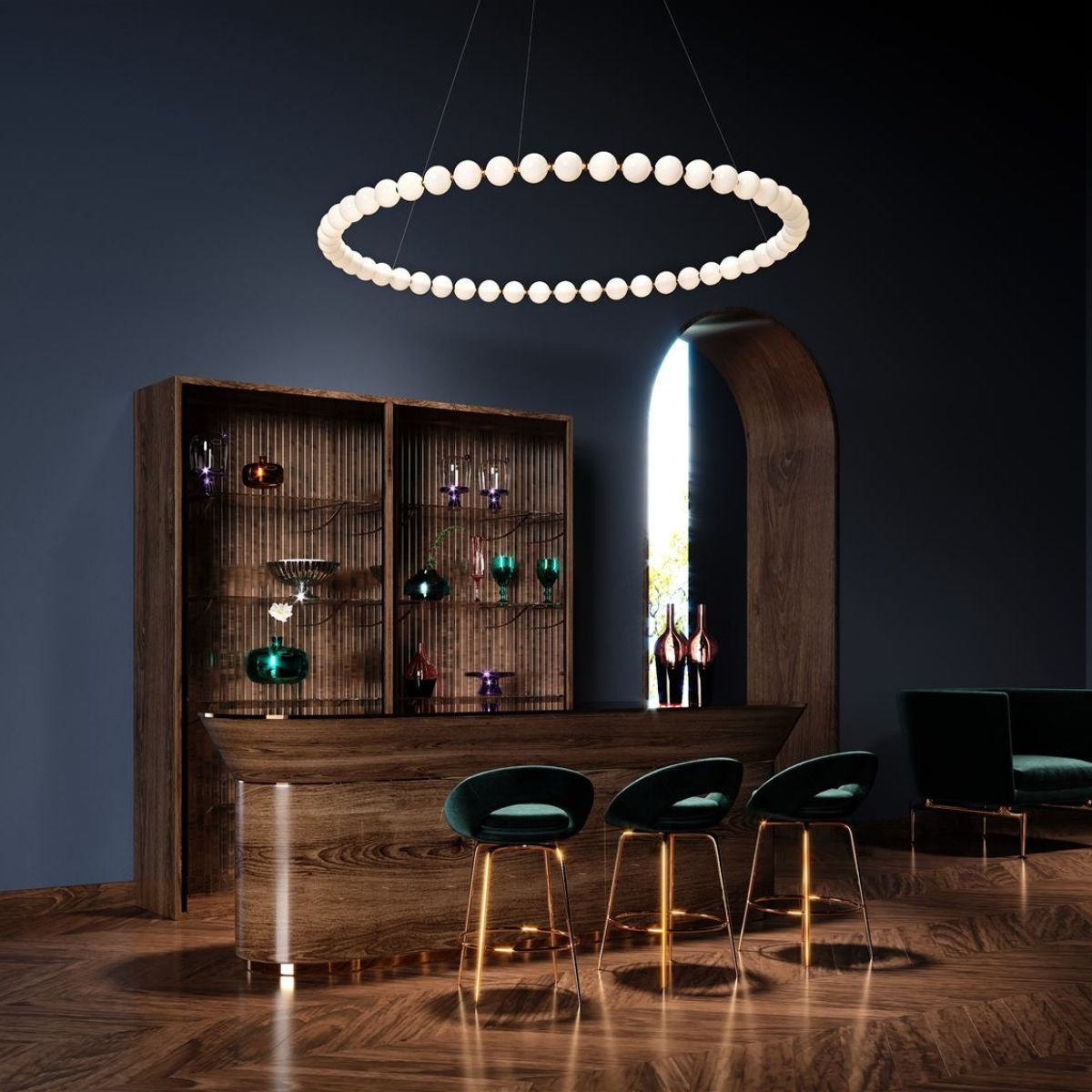 Pearl Drop Modern Glass Chandelier for Dining Room and Living Room