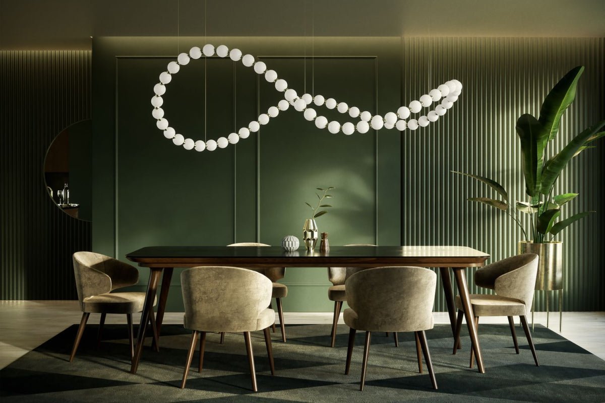 Pearl Drop Modern Glass Chandelier for Dining Room and Living Room