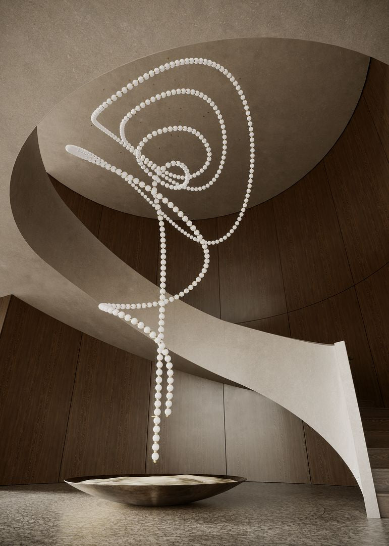 Pearl Drop Modern Glass Chandelier for Dining Room and Living Room