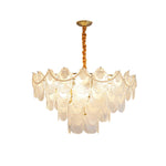 Pearl Glass Shell Chandelier – Modern Copper & Glass Pendant Light for Dining Room and Living Room