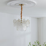 Pearl Glass Shell Chandelier – Modern Copper & Glass Pendant Light for Dining Room and Living Room