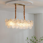 Pearl Glass Shell Chandelier – Modern Copper & Glass Pendant Light for Dining Room and Living Room