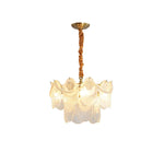 Pearl Glass Shell Chandelier – Modern Copper & Glass Pendant Light for Dining Room and Living Room