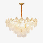 Pearl Glass Shell Chandelier – Modern Copper & Glass Pendant Light for Dining Room and Living Room