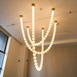 Pearl Glass Ball Chandelier – Modern Gold LED Pendant Light