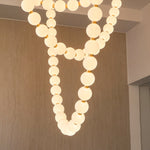 Pearl Necklace Acrylic Ball Chandelier, Modern Gold LED Pendant Light