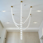 Pearl Necklace Acrylic Ball Chandelier, Modern Gold LED Pendant Light