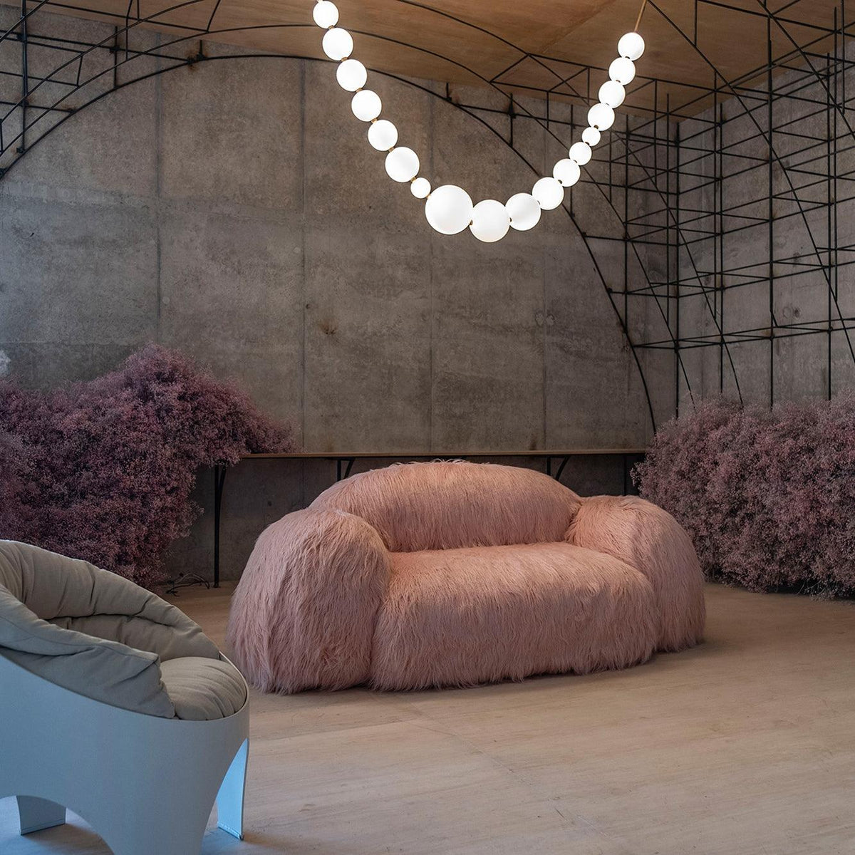Pearl Necklace Acrylic Ball Chandelier, Modern Gold LED Pendant Light
