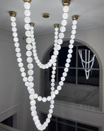 Pearl Necklace Acrylic Ball Chandelier, Modern Gold LED Pendant Light