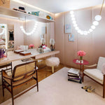Pearl Necklace Acrylic Ball Chandelier, Modern Gold LED Pendant Light