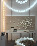 Pearl Necklace Acrylic Ball Chandelier, Modern Gold LED Pendant Light