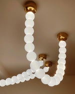 Pearl Necklace Acrylic Ball Chandelier, Modern Gold LED Pendant Light