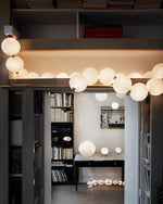 Pearl Necklace Acrylic Ball Chandelier, Modern Gold LED Pendant Light