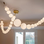 Pearl Necklace Acrylic Ball Chandelier, Modern Gold LED Pendant Light