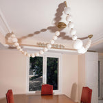 Pearl Necklace Acrylic Ball Chandelier, Modern Gold LED Pendant Light