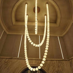 Pearl Necklace Acrylic Ball Chandelier, Modern Gold LED Pendant Light