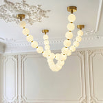 Pearl Necklace Acrylic Ball Chandelier, Modern Gold LED Pendant Light