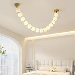 Pearl Necklace Acrylic Ball Chandelier, Modern Gold LED Pendant Light