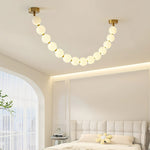 Pearl Necklace Acrylic Ball Chandelier, Modern Gold LED Pendant Light
