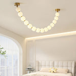 Pearl Necklace Acrylic Ball Chandelier, Modern Gold LED Pendant Light