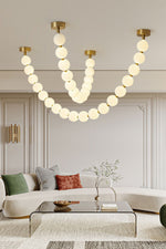 Pearl Glass Ball Chandelier – Modern Gold LED Pendant Light