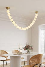 Pearl Necklace Acrylic Ball Chandelier, Modern Gold LED Pendant Light