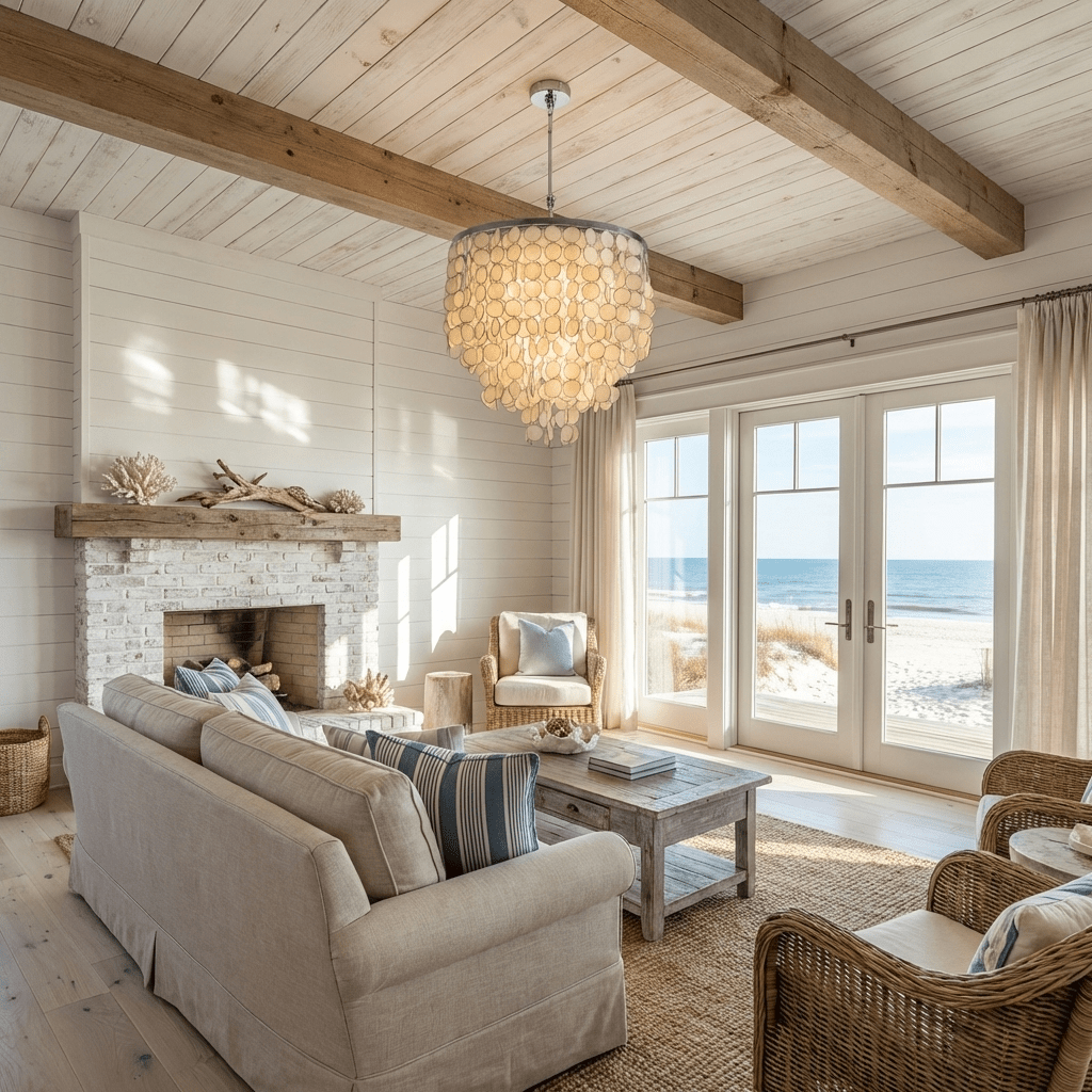 Pearl Shell Chandelier – Natural Shell Disc Pendant Light for Coastal Interiors