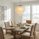 Pearl Shell Chandelier – Natural Shell Disc Pendant Light for Coastal Interiors