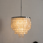 Pearl Shell Chandelier – Natural Shell Disc Pendant Light for Coastal Interiors