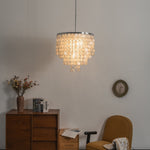 Pearl Shell Chandelier – Natural Shell Disc Pendant Light for Coastal Interiors