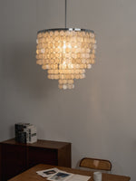 Pearl Shell Chandelier – Natural Shell Disc Pendant Light for Coastal Interiors