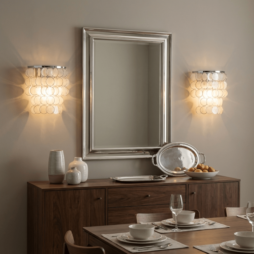 Pearl Shell Wall Sconce – Natural Layered Shell Wall Light for Bedroom, Living Room & Hallway