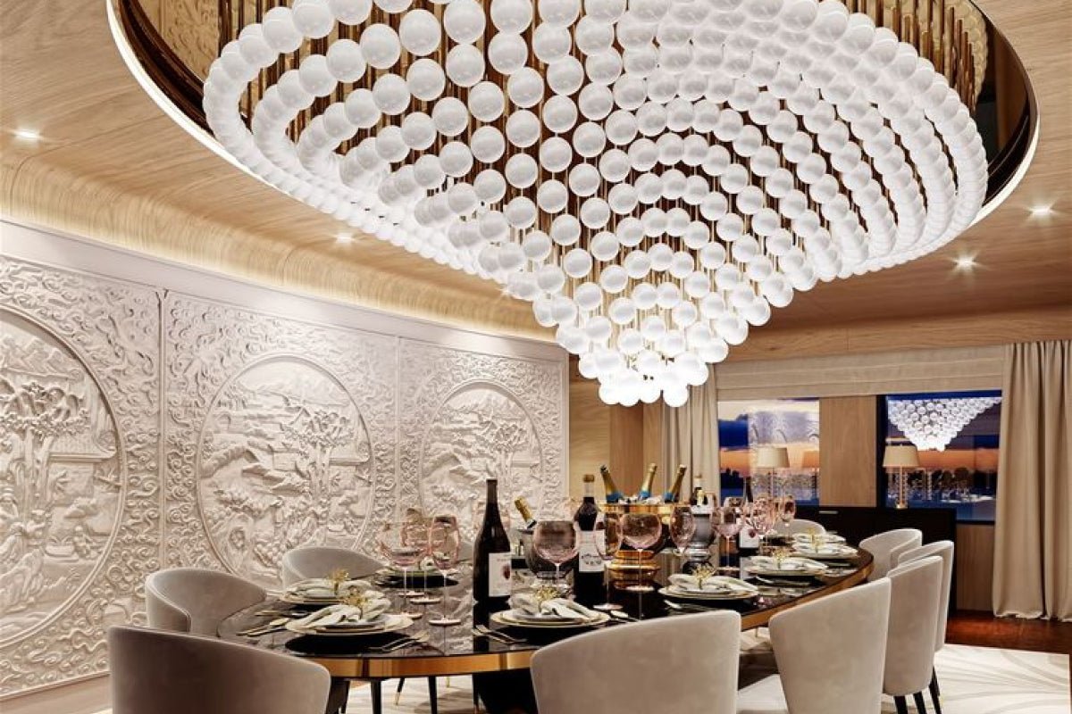 Pearl Wave Crystal Chandelier – Modern Designer LED Pendant Light