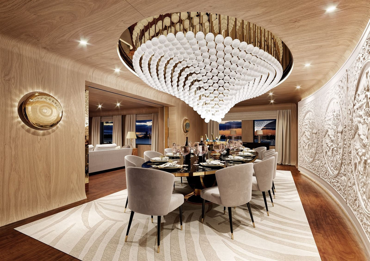 Pearl Wave Crystal Chandelier – Modern Designer LED Pendant Light