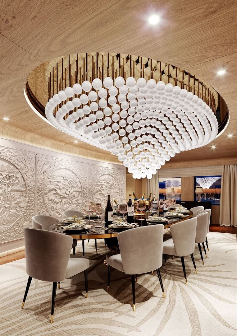 Pearl Wave Crystal Chandelier – Modern Designer LED Pendant Light