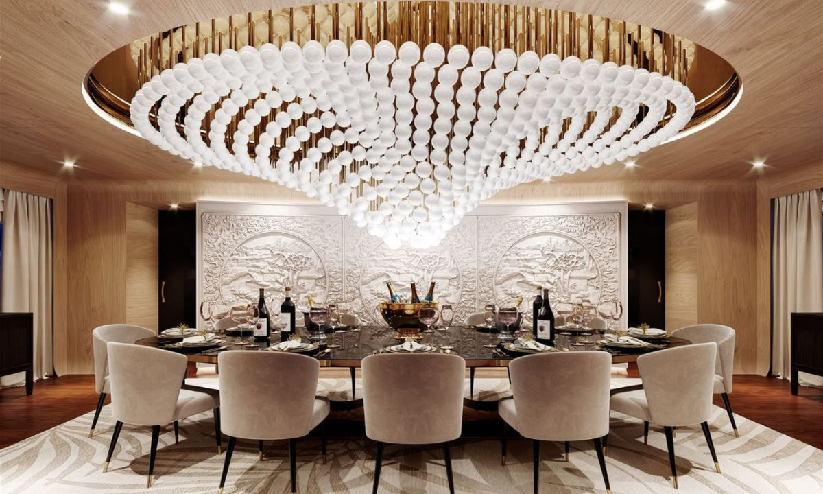 Pearl Wave Crystal Chandelier – Modern Designer LED Pendant Light