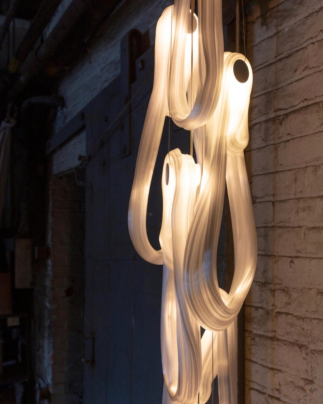 Pearlescent Glass Filament Chandelier – Modern Designer Pendant Light