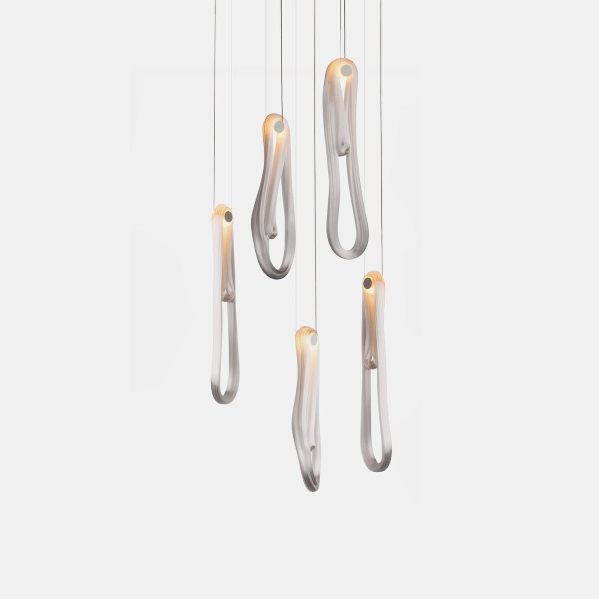 Pearlescent Glass Filament Chandelier – Modern Designer Pendant Light