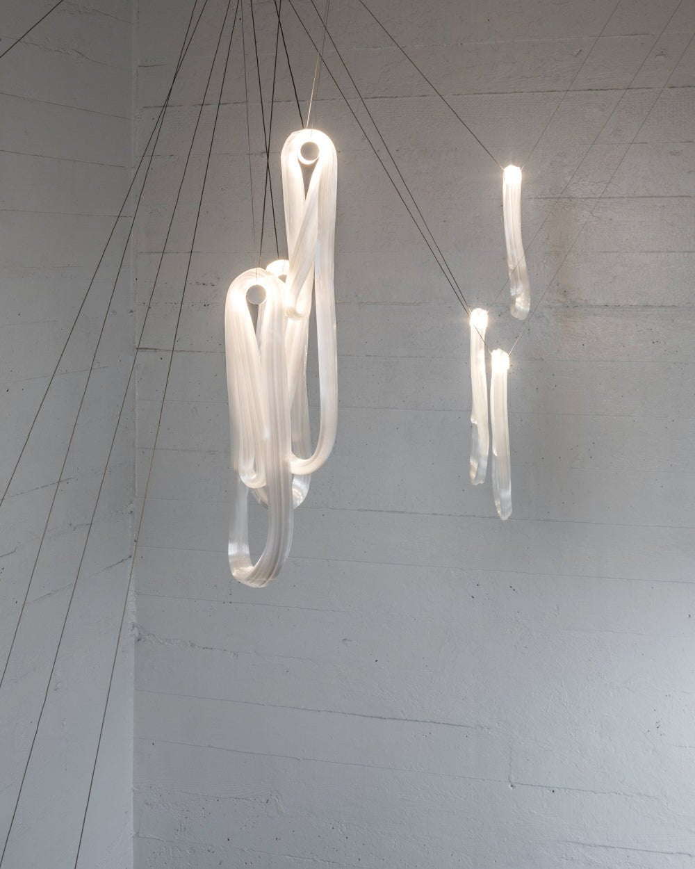 Pearlescent Glass Filament Chandelier – Modern Designer Pendant Light
