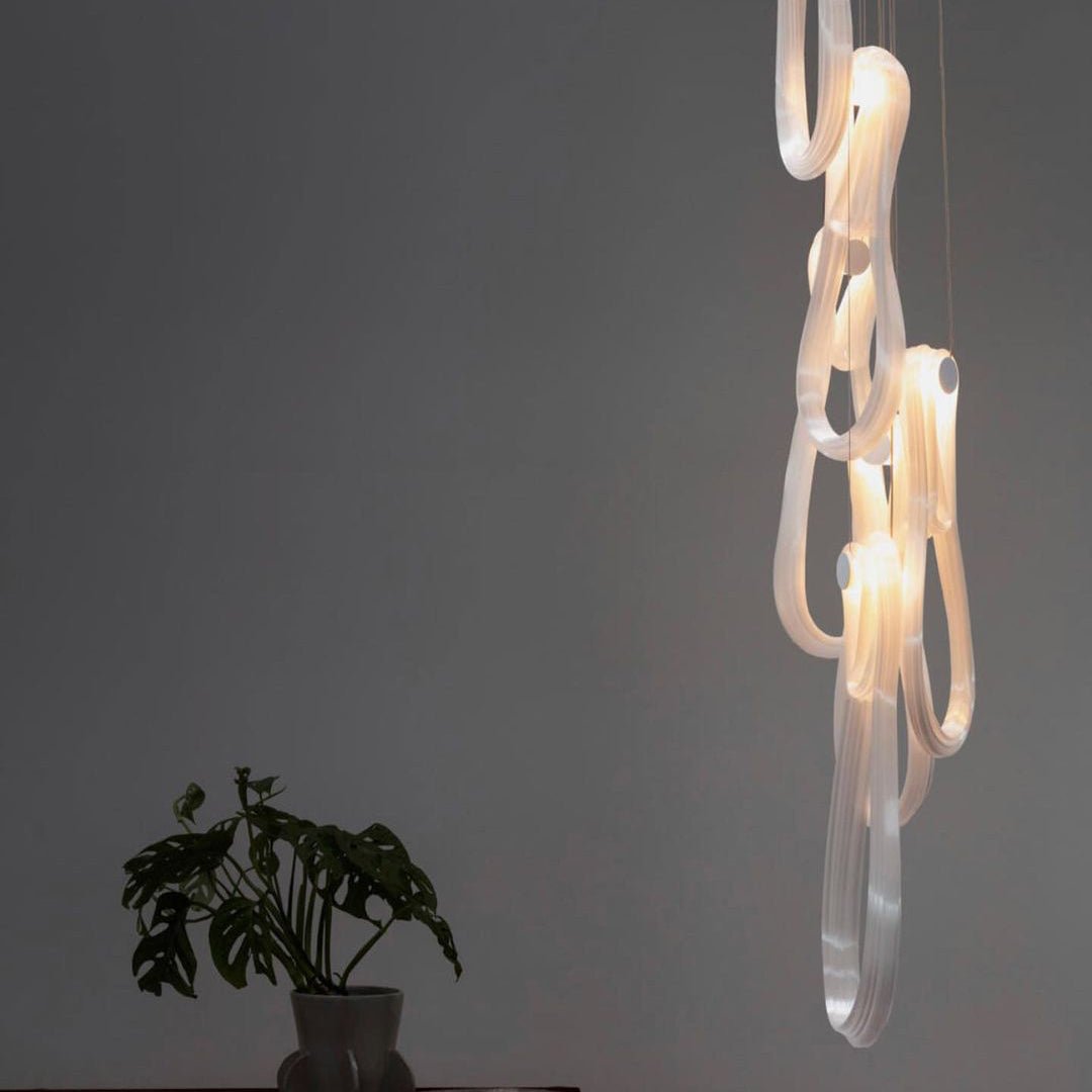 Pearlescent Glass Filament Chandelier – Modern Designer Pendant Light