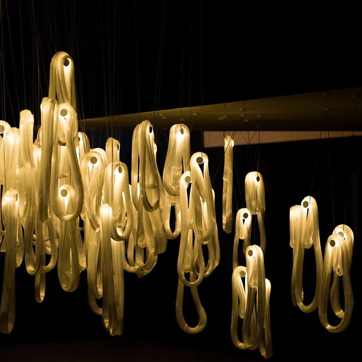 Pearlescent Glass Filament Chandelier – Modern Designer Pendant Light