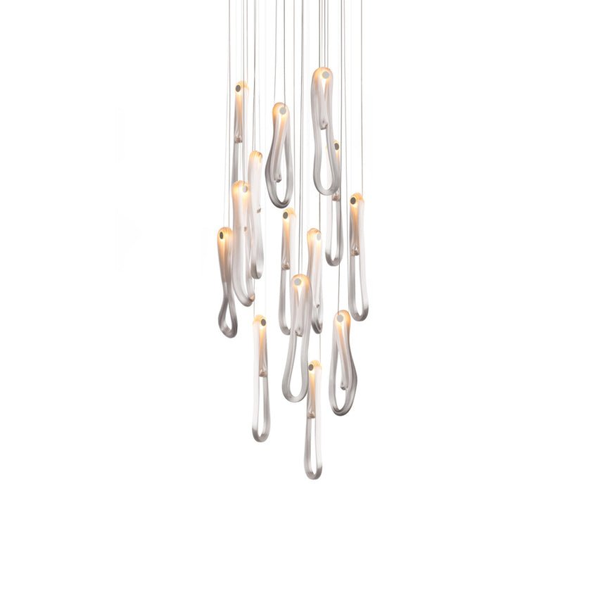 Pearlescent Glass Filament Chandelier – Modern Designer Pendant Light