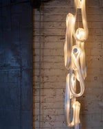 Pearlescent Glass Filament Chandelier – Modern Designer Pendant Light