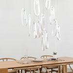 Pearlescent Glass Filament Chandelier – Modern Designer Pendant Light
