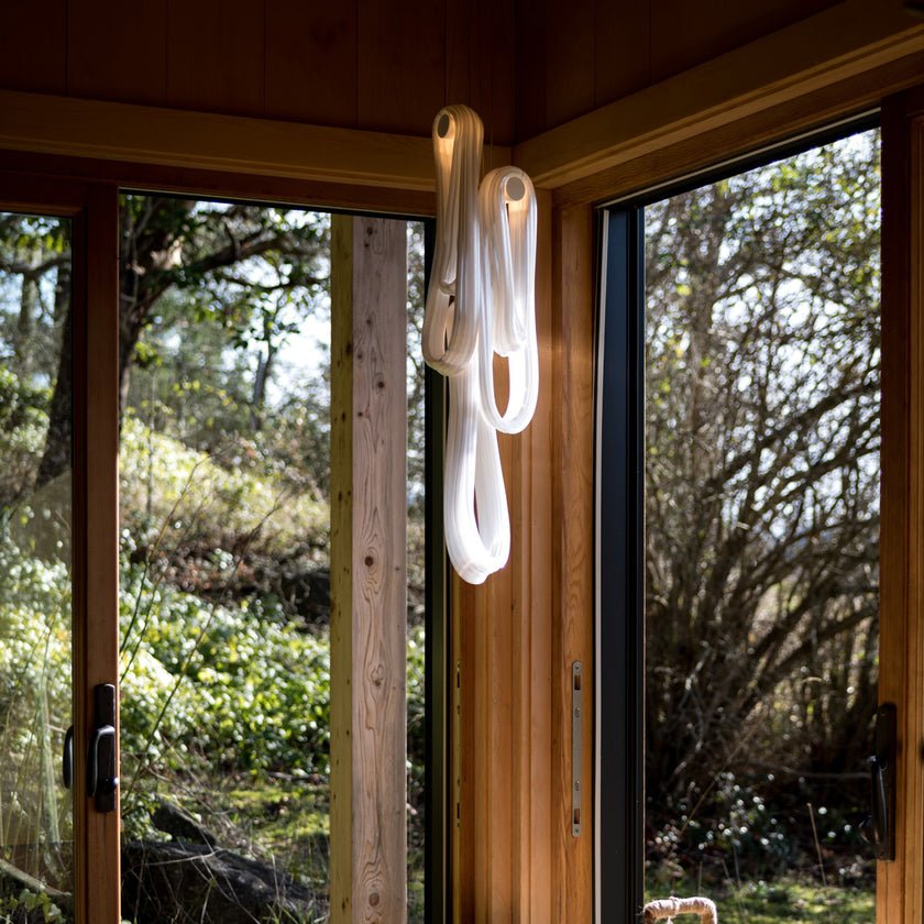 Pearlescent Glass Filament Chandelier – Modern Designer Pendant Light