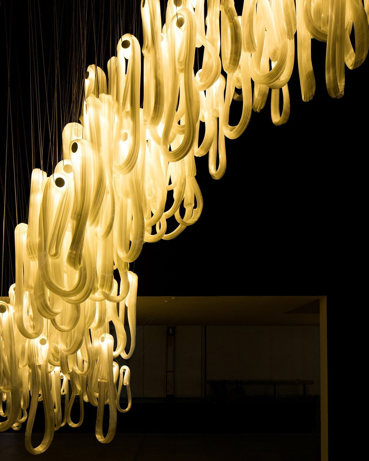 Pearlescent Glass Filament Chandelier – Modern Designer Pendant Light